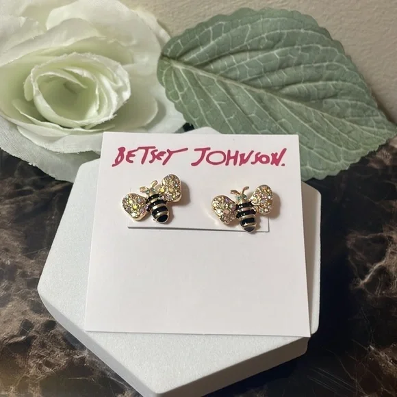 Betsy Johnson Bee Rhinestone Stud Earrings - Picture 5 of 12